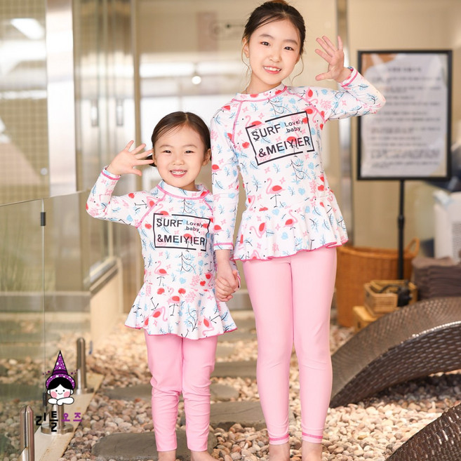 리틀오즈 여아 아로하 투피스 래쉬가드