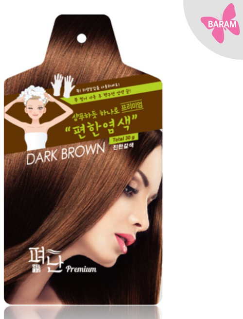 펴난 샴푸하듯 하나로 편한 염색, 진한갈색, 1개