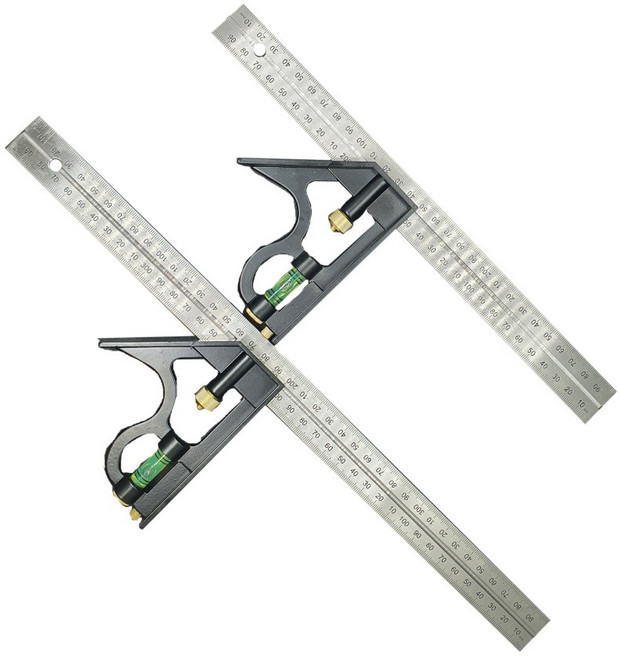 SB 스텐 자 콤비네이션 스퀘어 직각자 각도자 수평자 삼각자 기억자 철자 쇠자 작업용 목공자 측정기기 측정도구 30cm 40cm 사이즈, 01.콤비네이션 스퀘어 300mm, 1개