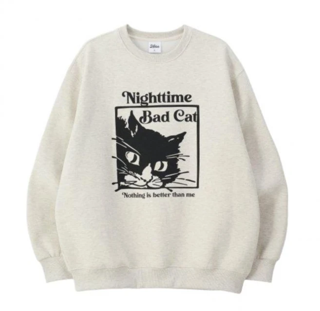 낫띵이스베럴댄미 BAD CAT 스웨트셔츠_oatmeal 매장정품 168659 - 쿠팡