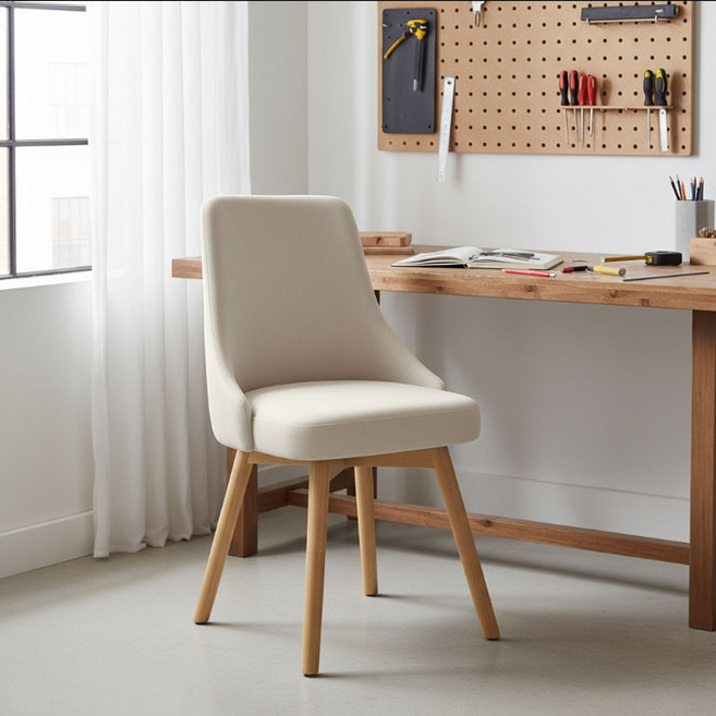 New World 카페 실내 인테리어의자 식탁의자 360도 회전식 의자 식당의자 613, 1개, 베이지