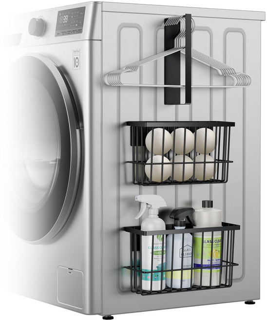 세탁실 수납 및 정리용 자석 세탁기 거치대, 1세트, 검은색