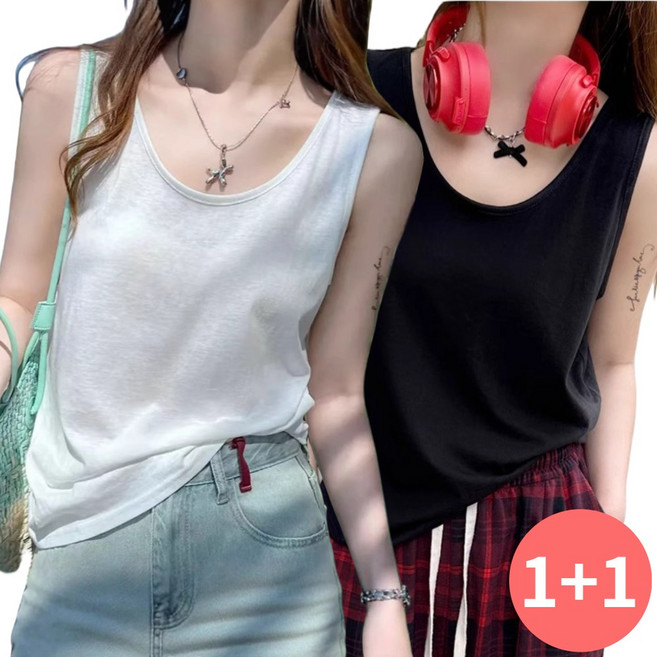 베르슈어 루즈핏 레이어드 민소매 슬리브리스 2종 세트