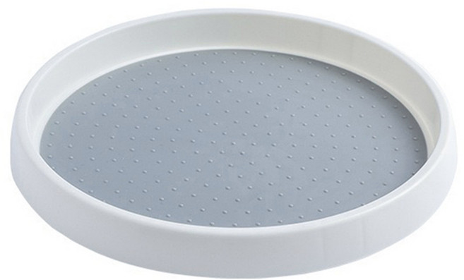 주방 수납 선반 360도 회전 미끄럼 방지 회전 트레이에 돌기 디자인 적용 대용량 양념 선반으로 식품 카운터 캐비닛 내부 수납 주방용품 수납에 적합합니다.