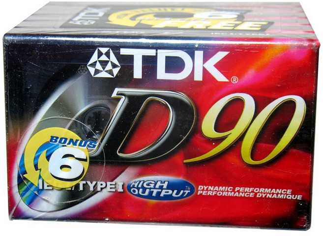 TDK 우수 노멀 바이어스 D90 빈 카세트 테이프(6팩)