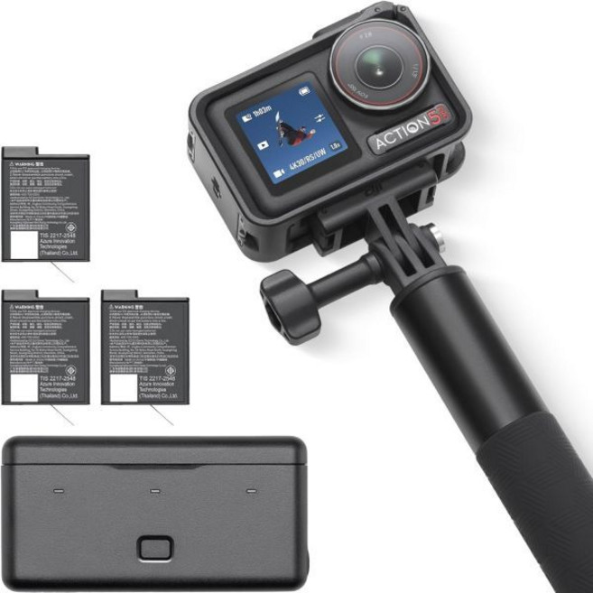 DJI 오즈모 액션 5 프로 어드벤처 콤보 카메라 4K 11.3인치 센서 12시간 배터리 수명 3개 세트 영상 안정화 이중 OLED 터치 스크린 방수 여행 브이로그, Adventure Combo, Standard accessories only, No extra warranty