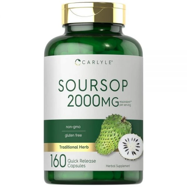 Carlyle Soursop Leaf | 2000mg | 160캡슐 | 전통 허브 | GMO 프리 글루텐 프리 보충제, 1개, 160정 - 쿠팡