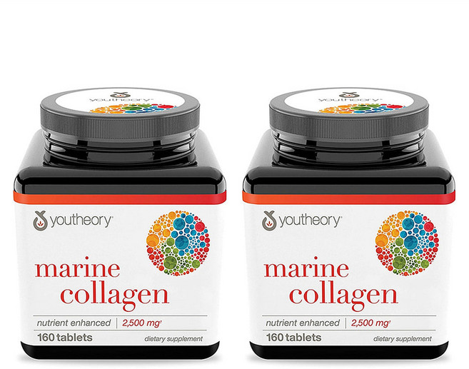 Youtheory Marine Collagen 유스어리 마린 콜라겐 2500mg 160타블렛 2팩, 160정, 2개