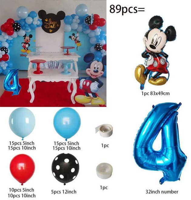 라텍스 풍선 파티 장식 만화 미키 숫자 생일, 4. Number 4