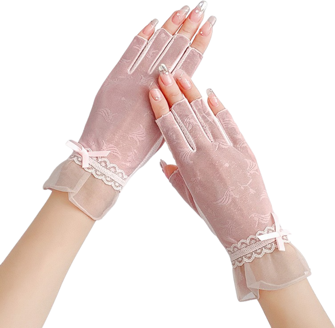 단비루리 미끄럼방지 다용도 손가락 오픈 여름 장갑, 라이트핑크, 1개