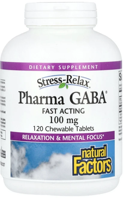 네츄럴펙터스 스트레스 완화 Pharma GABA 100mg 츄어블 120정, 1개 - 쿠팡