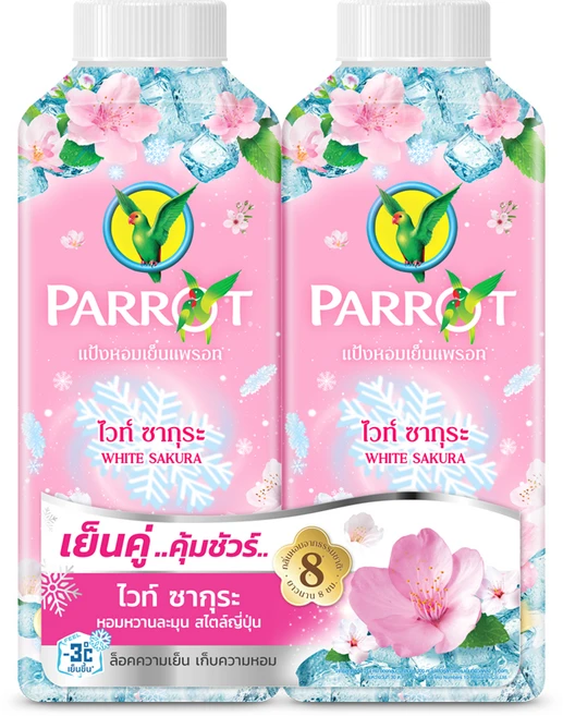 패롯 보타니칼스 쿨링파우더 화이트사쿠라 정식수입 태국 국민비누 Parrot Perfume Cooling Powder White Sakura, 2개, 260g - 쿠팡
