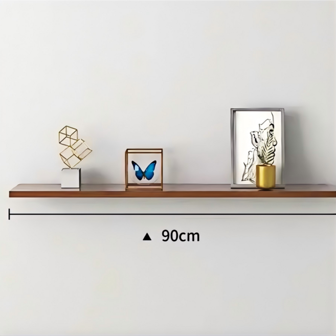 [FONDERA] 통원목 튼튼한 일자형 벽걸이 거치대 신상품 고하중 나무 인테리어 벽선반 세트 ( 4P ), 호도색