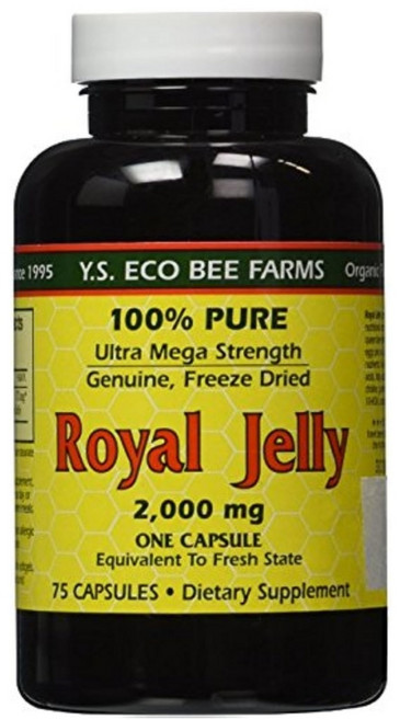 YS Eco Bee Farms 로얄 젤리 Royal Jelly 2000mg 75캡슐 x2개, 2개, 72정