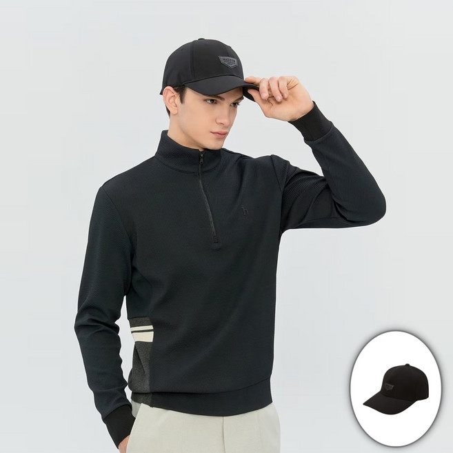 [국내백화점] 헤지스골프 남성 H 벨크로 라인 캡모자 블랙, 058