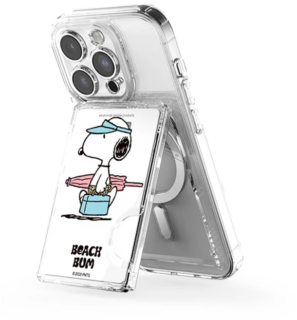 스누피 투명 마그네틱 멀티 스탠드 카드지갑 (맥세이프 호환), 1개, 라이프_비치 스누피 - 쿠팡