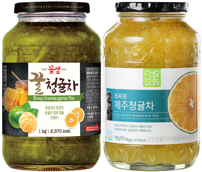 꽃샘 꿀청귤차 1kg +초록원 제주 청귤차 1kg (2kg), 1개