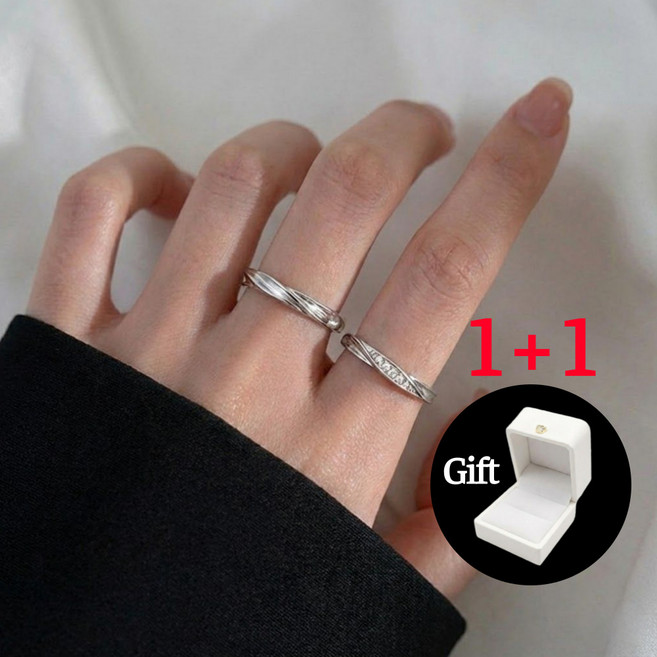 BAMUU 1+1 은반지 커플링 14K 도금 반지 크리스마스 선물 발렌타인데이 화이트데이 선물