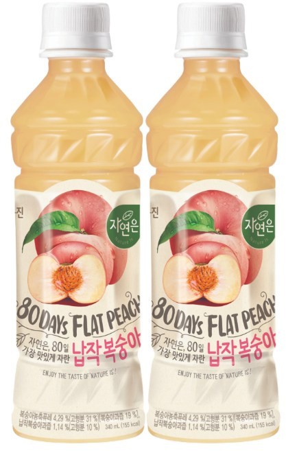 웅진 자연은 납작복숭아, 340ml, 24개