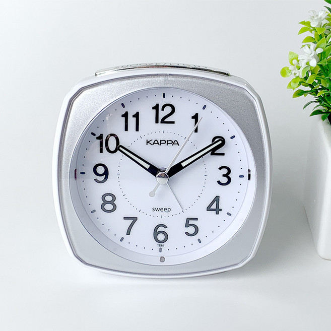 카파 T886 무소음 인테리어 알람 삐삐 전자음 탁상 시계, 실버