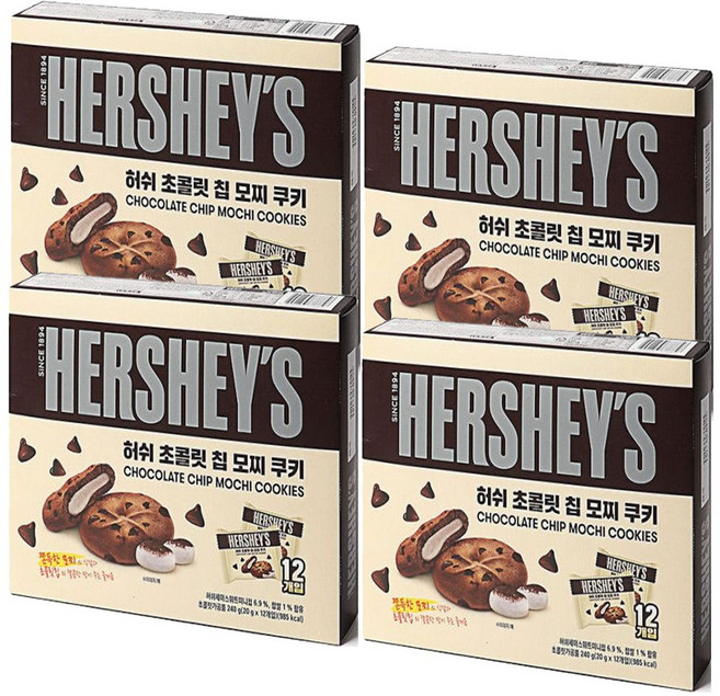허쉬 초콜릿 칩 모찌 쿠키 12p, 240g, 4개