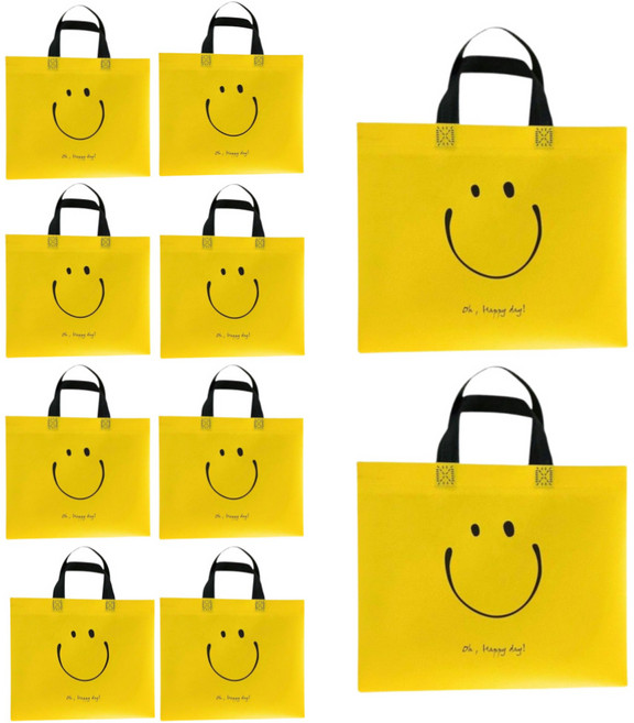 홈블리스마켓 부직포 선물 쇼핑백 가방, 스마일, 10개