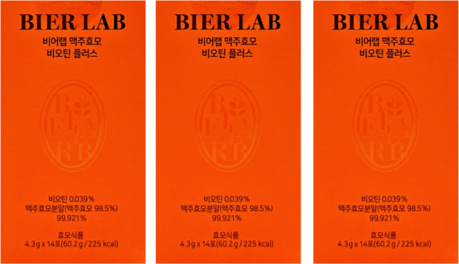 비어랩 맥주효모 비오틴 플러스 4.3g x 14포 x 3박스