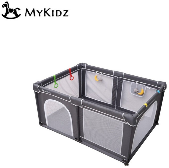 MyKidz 69公分高透氣遊戲圍欄, 1個, 深灰, 300D透氣圍欄100*140
