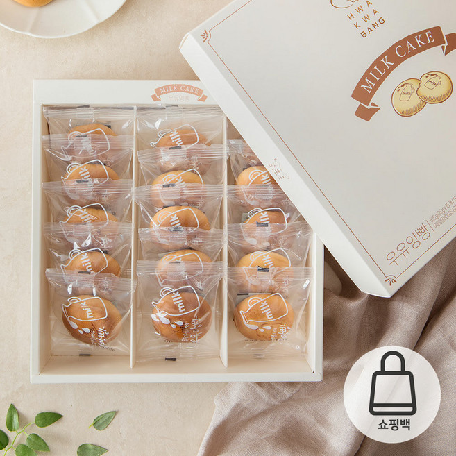 [화과방] 우유앙빵 선물세트(35gx15개입)+쇼핑백, 1개, 525g