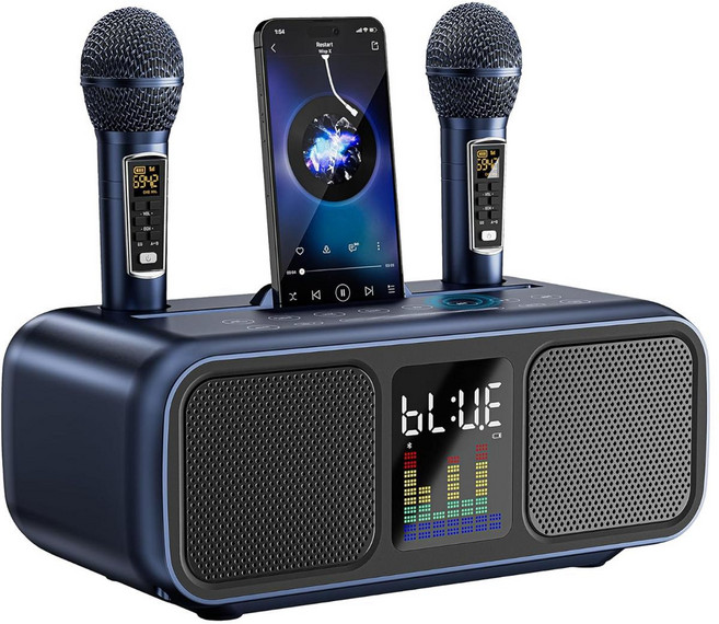 이스턴 블루투스 스피커 노래방 무선 마이크 고출력, 딥블루, ES-215