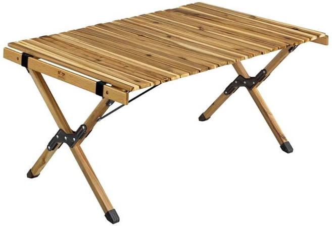 아이리스오야마(IRIS OHYAMA) 우드 롤 테이블 가로 약 90×깊이 약 60×높이 약 44 아카시아 천연목 수납 가방 포함 간편 조립 아웃도어·캠핑용 WRT-90, 1개, 1단, 상세페이지 참조