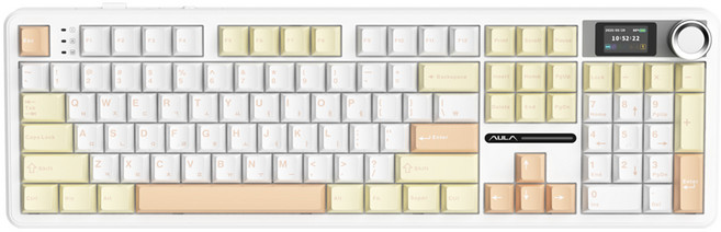 AULA 펀키스 유무선 독거미 한글 기계식 키보드, 치즈 화이트, F108Pro, 저소음 바다축