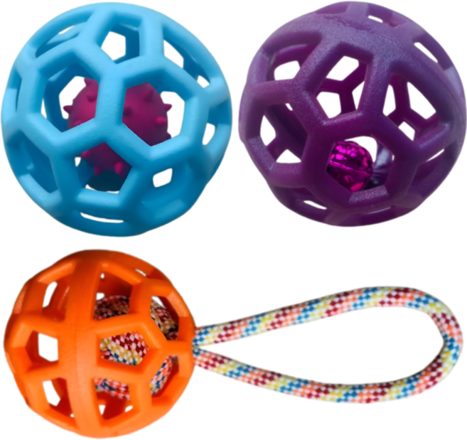 가온루트 놀이 방울 끈 공 장난감 강아지 공 3종 세트, 오렌지+퍼플+스카이블루, 1세트