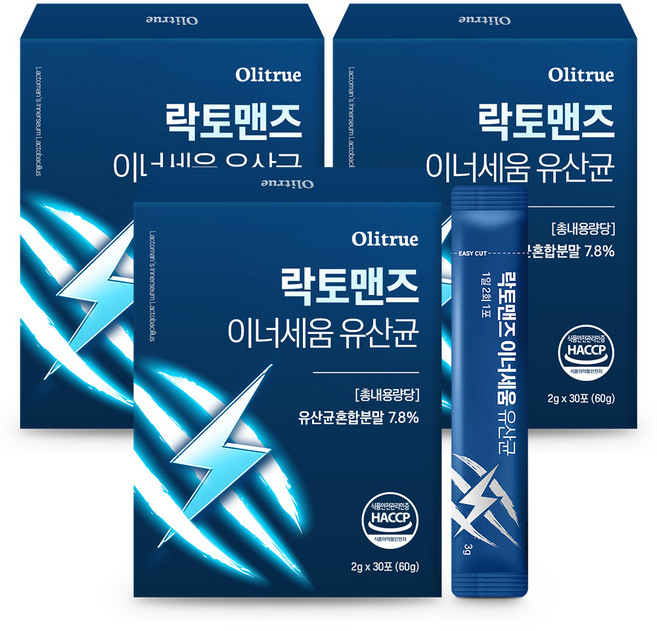 락토맨즈 이너세움 전립선 유산균 30포 60g, 3박스, 30회분