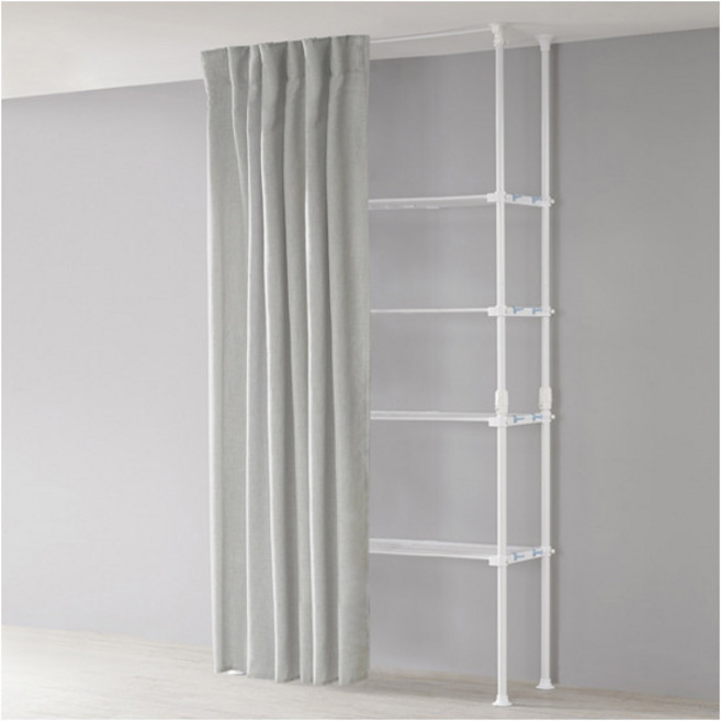 [왕자행거] 왕자 커튼세트_더블기둥선반용-앞면가림형_멜란지그레이_선택형, 상세 설명 참조