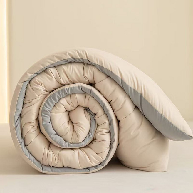 ANBNM 母嬰級四季被 抗菌抑菌, 卡其拼淺灰【超柔裸睡級面料 呵護睡眠】,180x220公分【2公斤】-單人加大