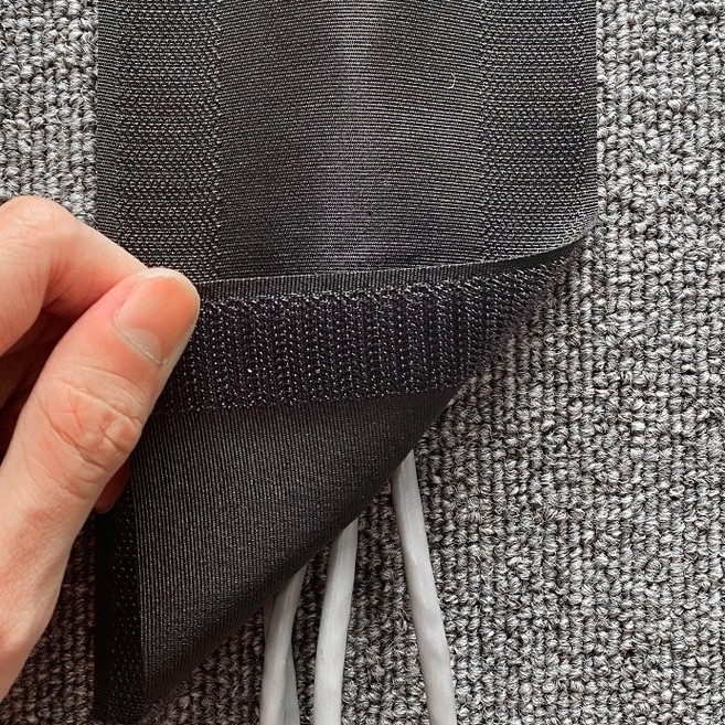 반센트 바닥 몰딩 전선 정리 커버 잘라쓰는 패브릭 케이블 쫄대 타일 카펫 사무실 전기선 숨기기 깨지지않는, 블랙