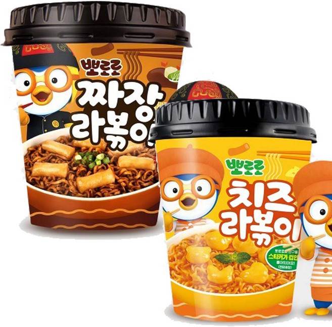 [뽀로로] 혼합 라볶이 2종 (짜장라볶이2 치즈라볶이2) 맛있는 어린이 간식, 4개, 135g