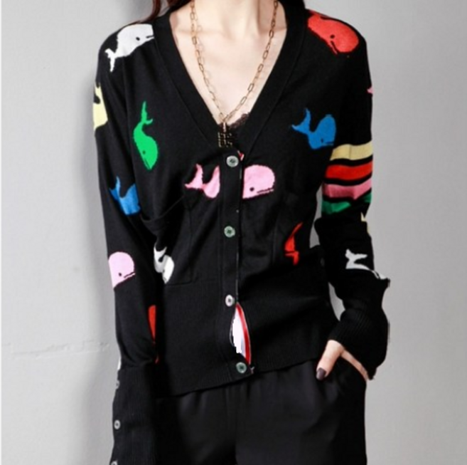 여성 얇은 가디건 오피스 회사원룩 나들이룩 명품 럭셔리 고래 가디건