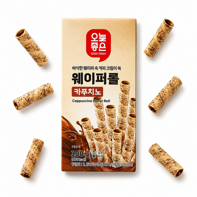 오늘좋은 웨이퍼롤 카푸치노, 5개, 100g