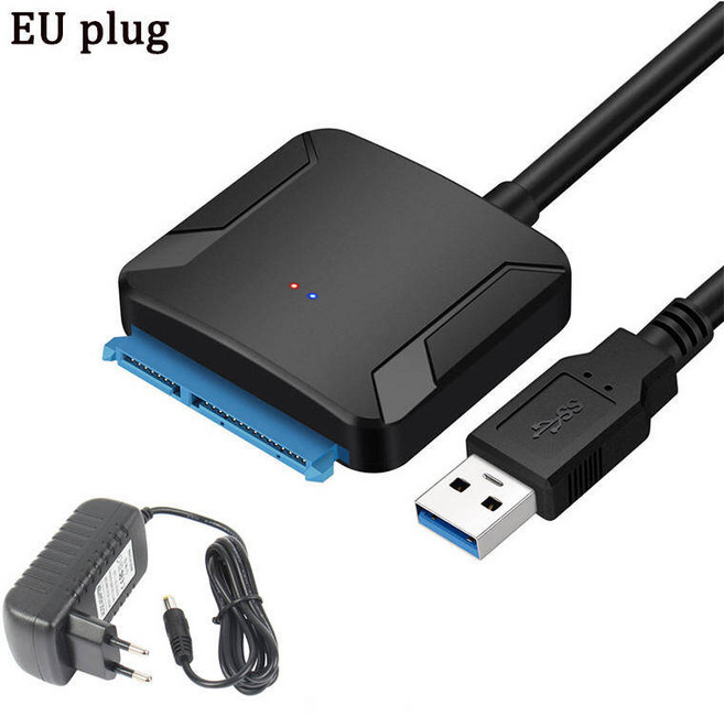 USB 3.0 SATA 사타 어댑터 케이블 2.5 인치 3.5 인치 SSD HDD III 하드 드라이브 디스크 지지대 UASP 12V, A With EU Plug × 1개, 1개