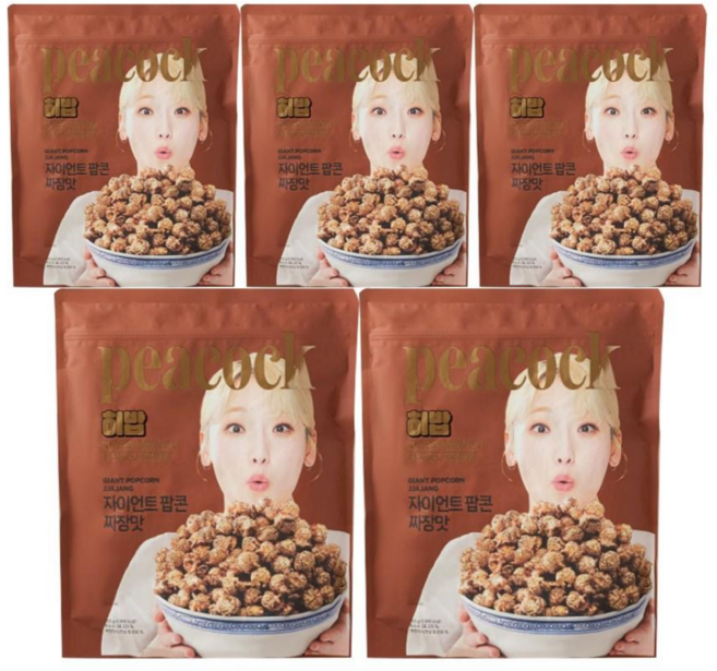 피코크 자이언트 팝콘 짜장맛, 5개, 350g
