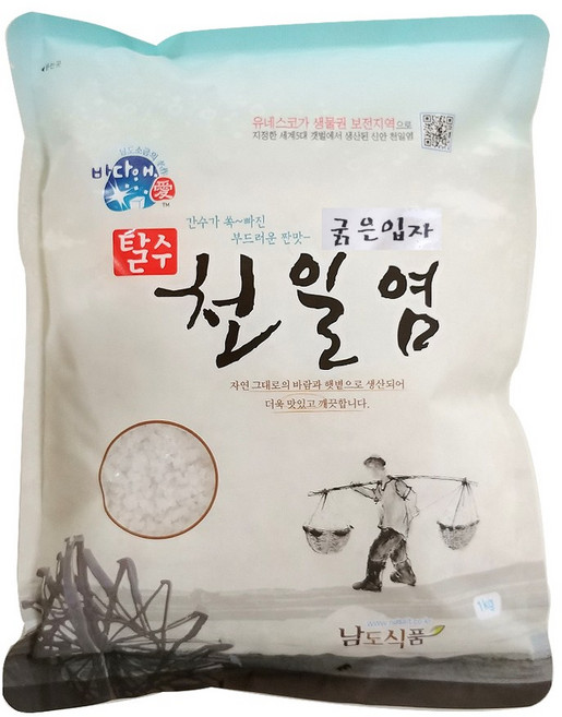 남도식품 신안 천일염 1kg 간수가쏙빠진 굵은소금 탈수, 1개