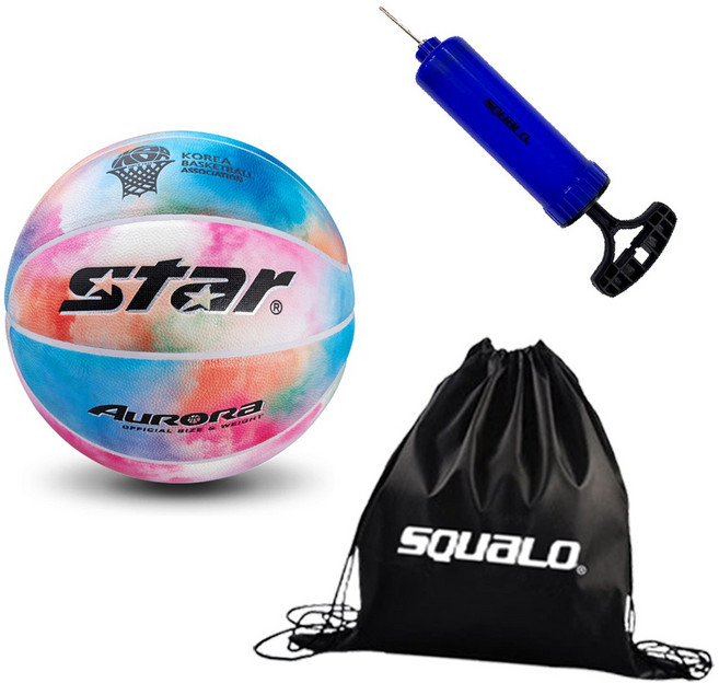 스타 농구공 오로라 BB5366 BB5367 6호 7호, 7호 + SQUALO 공가방 & 펌프, 1개