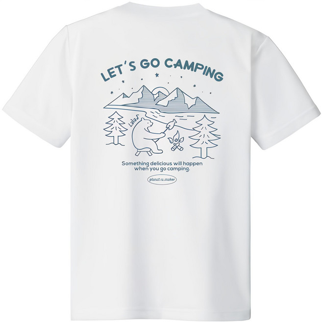 planet re maker 中性款北極熊露營圖案涼感短袖T恤, 白色