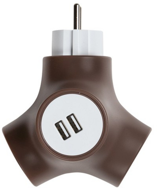 파워존 테트라포드 USB 오리지널 멀티탭 2구 PA-GEK-02SU2, 1개, 13cm, 솔리드브라운