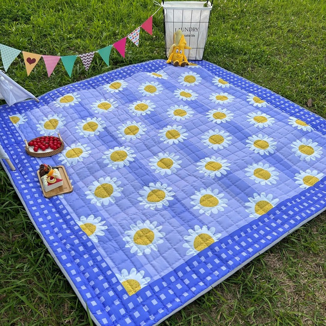 피크닉 돗자리 매트 가족 나들이 소풍 텐트 방수 두꺼운 야외 귀여운 돛자리, 퍼플데이지 200x190cm