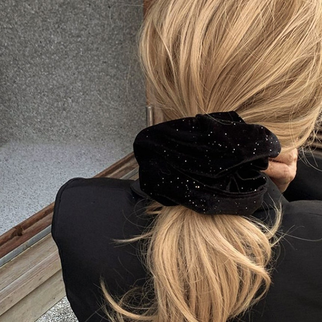 [제이무드] 풍성한 빅사이즈 펄 벨벳 헤어 곱창 끈 밴드 머리 슈슈