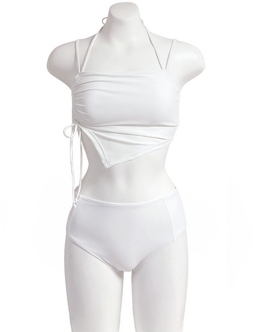 프롬 밀크화이트 SET 폴 댄스 의상 웨어 상의 브라 팬트 탑 운동 비치웨어 복 여성 비키니 수영복 세트