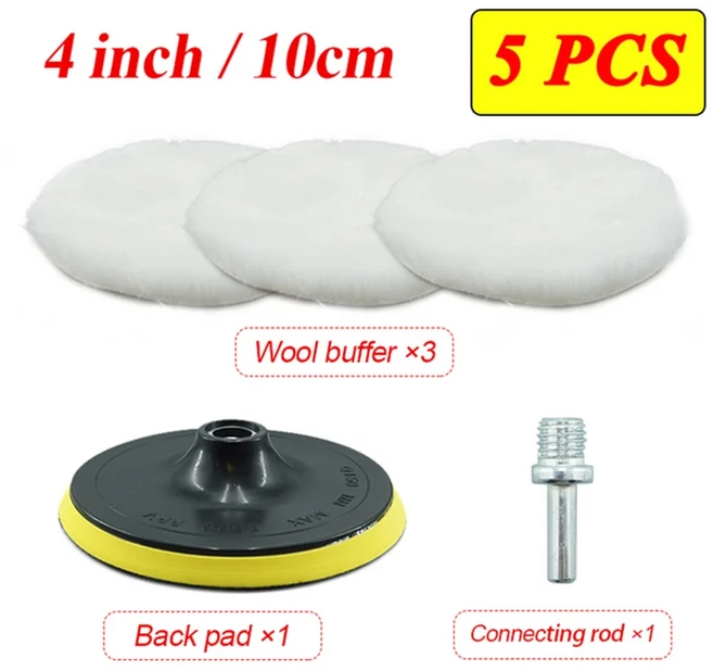 폴리 셔 기계에 대 한 5Pcs 양모 자동차 연마 패드 왁싱 버핑 자동 페인트 케어 3/4/5/6/7 인치, 04 4 inch